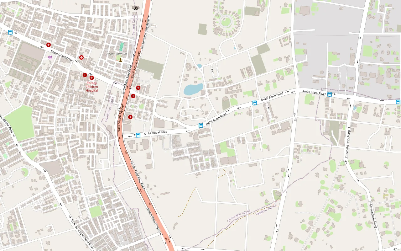Map of the area around Amica Dental Studio, Ambli Bopal Road, Ahmedabad